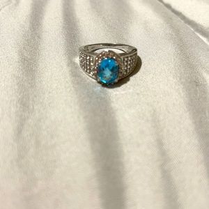 Blue topaz ring silver plated